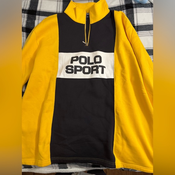 Vintage Men's Ralph Lauren Polo Sport Half-Zip Fleece Pullover Sweater 90s - Picture 2 of 4